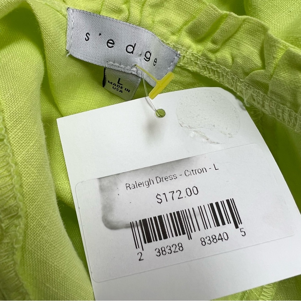 S’EDGE sundress lime green 100% French linen size xl NWT - Picture 11 of 11